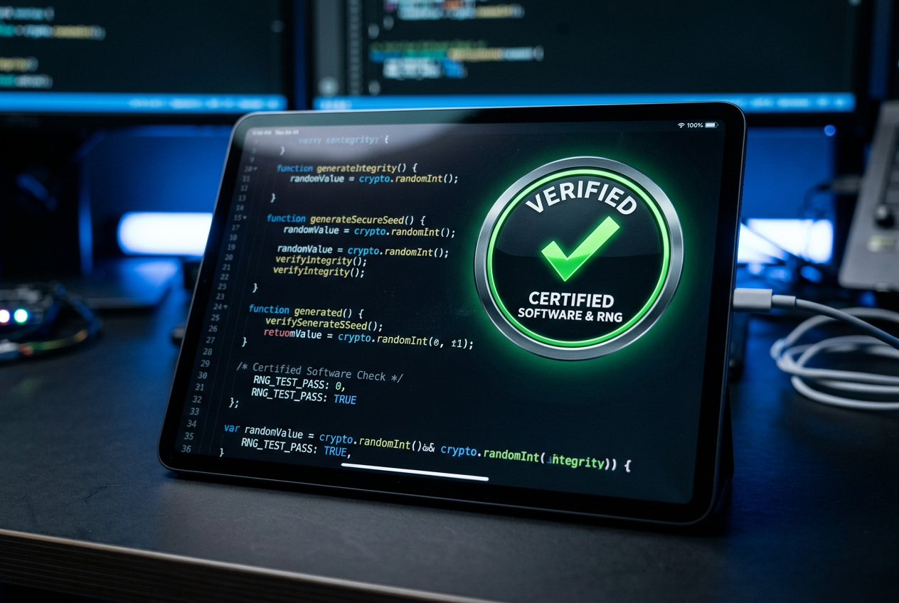 Visual of digital software verification for fair play